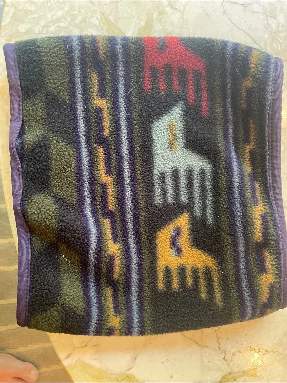 Patagonia Fleece Neck Warmer in Black, Olive & Red Pattern